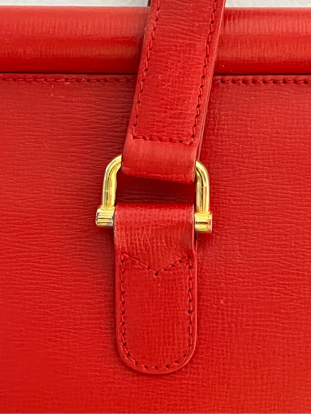 MARK CROSS RED GRAINED LEATHER ORGANIZER TOTE WITH GOLD SIDE HINGES